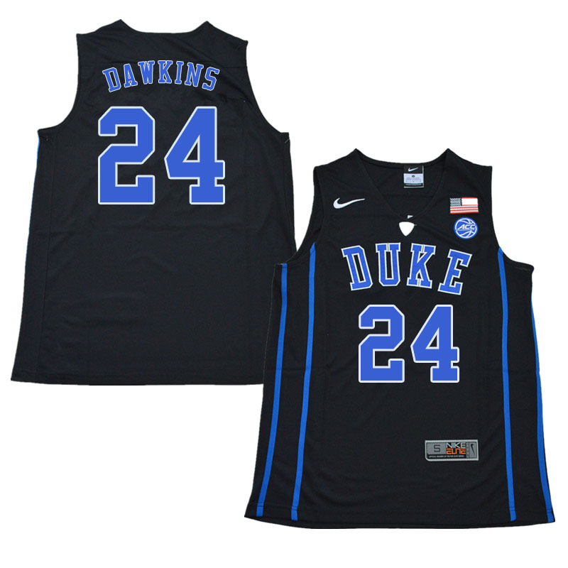 2018 Men #24 Johnny Dawkins Duke Blue Devils College Basketball Jerseys Sale-Black